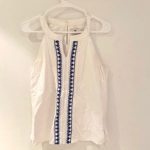 Vineyard Vines White Embroidered Tank Top